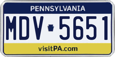 PA license plate MDV5651