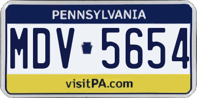 PA license plate MDV5654