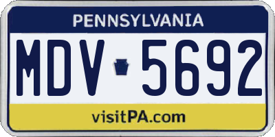 PA license plate MDV5692