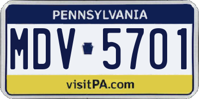 PA license plate MDV5701