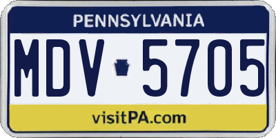 PA license plate MDV5705