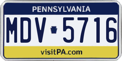 PA license plate MDV5716