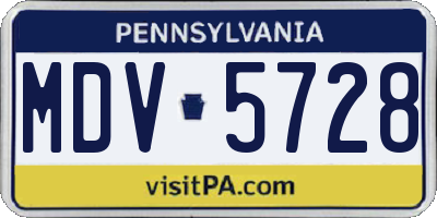 PA license plate MDV5728