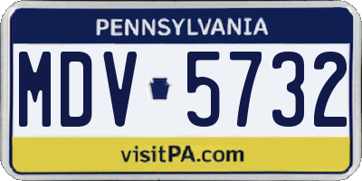 PA license plate MDV5732