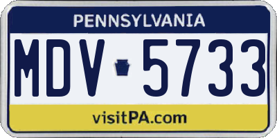 PA license plate MDV5733