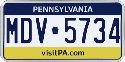 PA license plate MDV5734