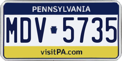 PA license plate MDV5735