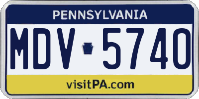 PA license plate MDV5740