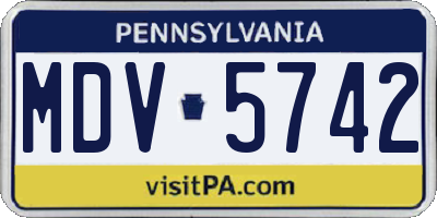 PA license plate MDV5742