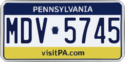 PA license plate MDV5745