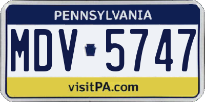 PA license plate MDV5747