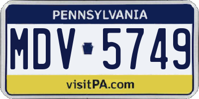 PA license plate MDV5749