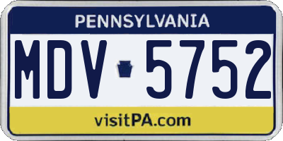 PA license plate MDV5752
