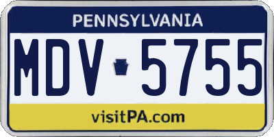 PA license plate MDV5755