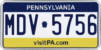 PA license plate MDV5756