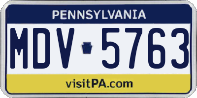 PA license plate MDV5763