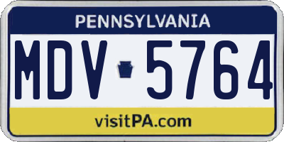 PA license plate MDV5764