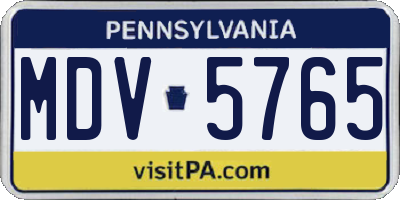 PA license plate MDV5765