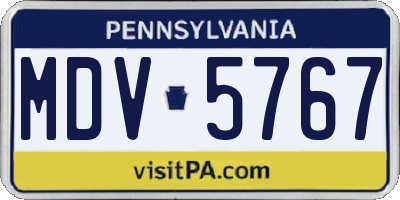 PA license plate MDV5767