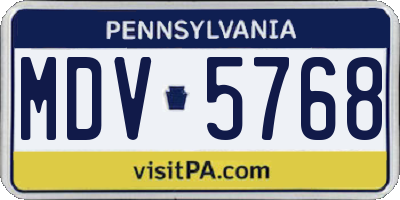 PA license plate MDV5768