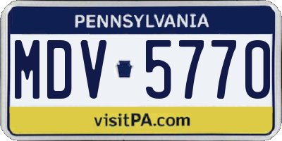 PA license plate MDV5770