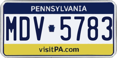 PA license plate MDV5783