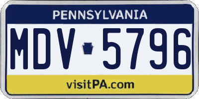 PA license plate MDV5796