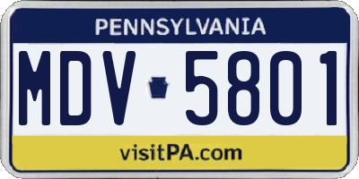 PA license plate MDV5801