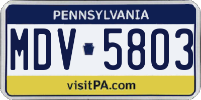 PA license plate MDV5803