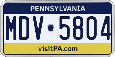 PA license plate MDV5804