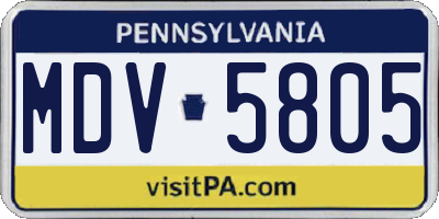 PA license plate MDV5805