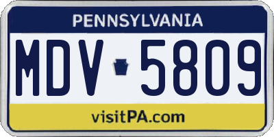 PA license plate MDV5809
