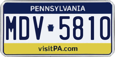 PA license plate MDV5810