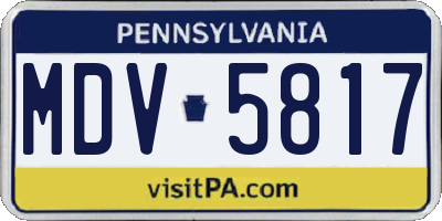 PA license plate MDV5817