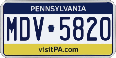 PA license plate MDV5820