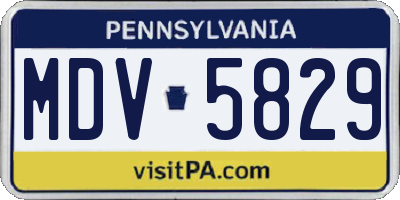 PA license plate MDV5829