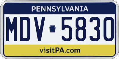 PA license plate MDV5830