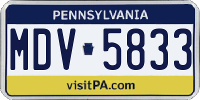 PA license plate MDV5833