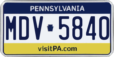 PA license plate MDV5840