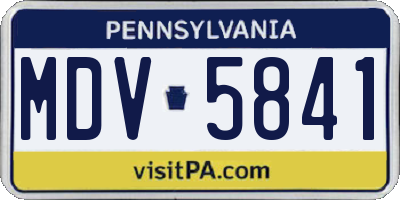 PA license plate MDV5841