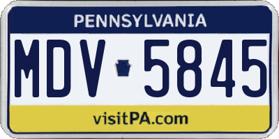 PA license plate MDV5845