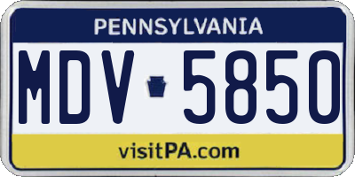 PA license plate MDV5850