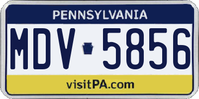 PA license plate MDV5856