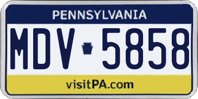 PA license plate MDV5858
