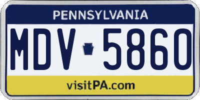 PA license plate MDV5860