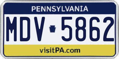 PA license plate MDV5862