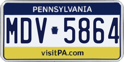 PA license plate MDV5864