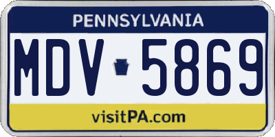PA license plate MDV5869