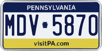 PA license plate MDV5870