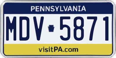 PA license plate MDV5871